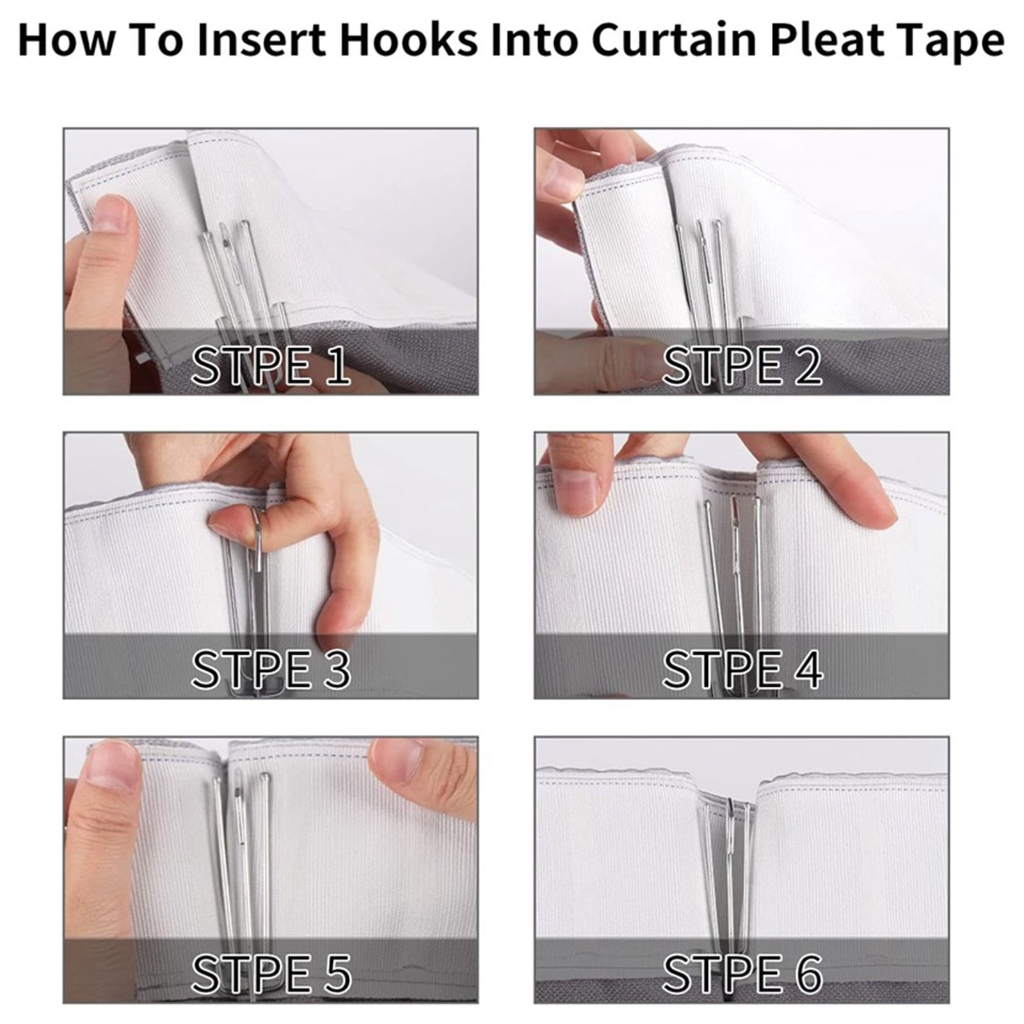 TINYSOME Curtain Pleater Tape with Curtain Pleater Hooks Kit